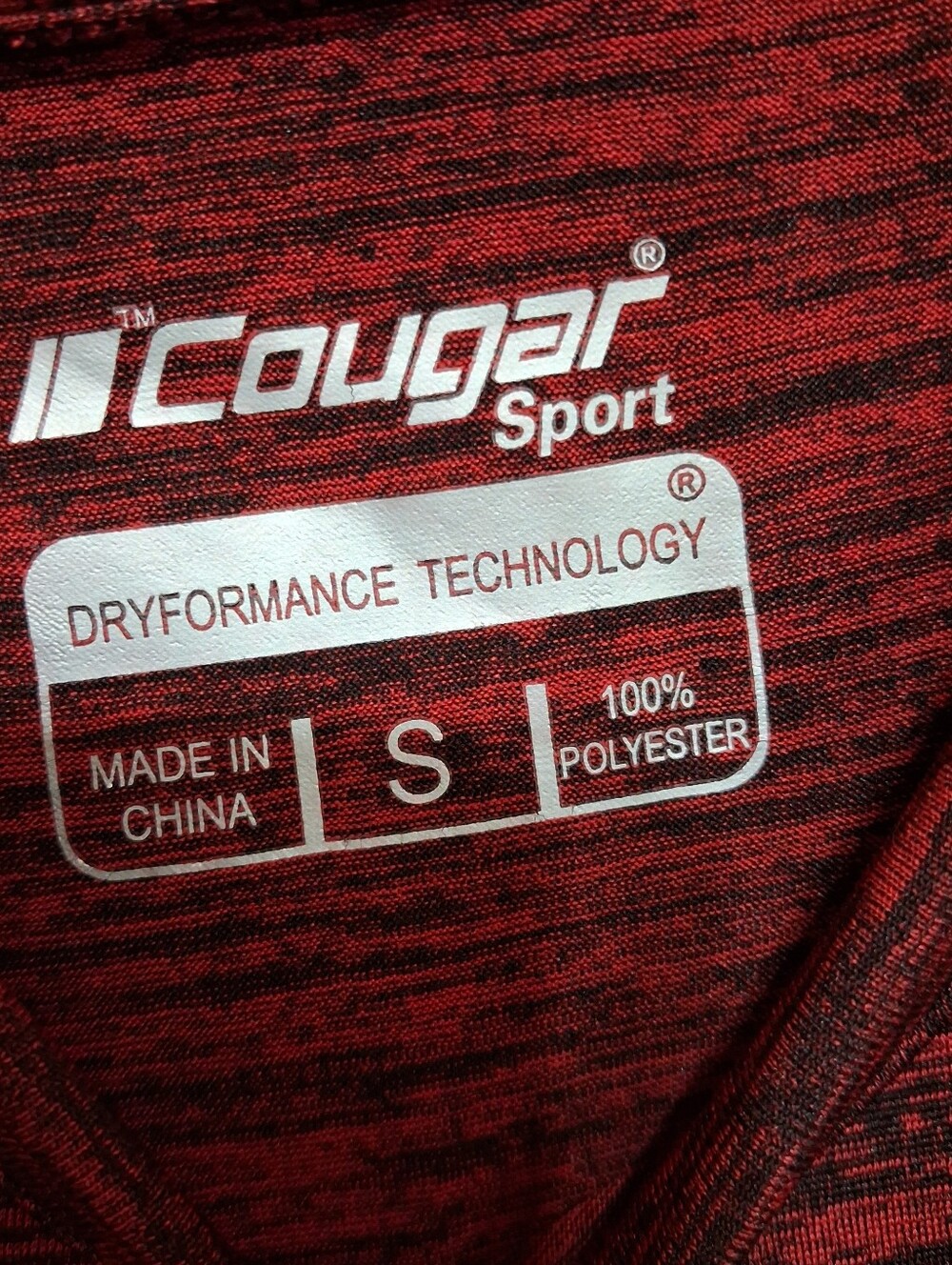 Cougar Sport Marled Red Black Performance Tee - Picture 3 of 3